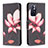 Leather Case Stands Fashionable Pattern Flip Cover Holder B03F for Xiaomi Redmi Note 11S 5G Red