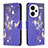 Leather Case Stands Fashionable Pattern Flip Cover Holder B03F for Xiaomi Redmi Note 13 Pro+ Plus 5G Navy Blue