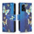 Leather Case Stands Fashionable Pattern Flip Cover Holder B04F for OnePlus Nord N300 5G Blue