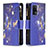 Leather Case Stands Fashionable Pattern Flip Cover Holder B04F for Oppo A94 4G Navy Blue