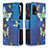 Leather Case Stands Fashionable Pattern Flip Cover Holder B04F for Oppo F19 Pro Blue