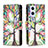 Leather Case Stands Fashionable Pattern Flip Cover Holder B04F for Oppo Reno7 Lite 5G Green