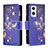 Leather Case Stands Fashionable Pattern Flip Cover Holder B04F for Oppo Reno7 Z 5G Navy Blue
