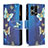 Leather Case Stands Fashionable Pattern Flip Cover Holder B04F for Oppo Reno8 4G Blue