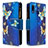 Leather Case Stands Fashionable Pattern Flip Cover Holder B04F for Samsung Galaxy A20e Blue