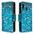 Leather Case Stands Fashionable Pattern Flip Cover Holder B04F for Samsung Galaxy A20e Cyan