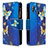 Leather Case Stands Fashionable Pattern Flip Cover Holder B04F for Samsung Galaxy A30 Blue