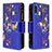 Leather Case Stands Fashionable Pattern Flip Cover Holder B04F for Samsung Galaxy A50 Navy Blue