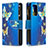 Leather Case Stands Fashionable Pattern Flip Cover Holder B04F for Samsung Galaxy A52 5G Blue