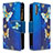 Leather Case Stands Fashionable Pattern Flip Cover Holder B04F for Samsung Galaxy A70 Blue