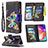 Leather Case Stands Fashionable Pattern Flip Cover Holder B04F for Samsung Galaxy A70S