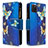 Leather Case Stands Fashionable Pattern Flip Cover Holder B04F for Samsung Galaxy Note 10 Lite Blue