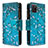 Leather Case Stands Fashionable Pattern Flip Cover Holder B04F for Samsung Galaxy Note 10 Lite Cyan