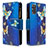 Leather Case Stands Fashionable Pattern Flip Cover Holder B04F for Samsung Galaxy S20 Blue