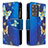 Leather Case Stands Fashionable Pattern Flip Cover Holder B04F for Samsung Galaxy S20 Ultra 5G Blue