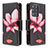 Leather Case Stands Fashionable Pattern Flip Cover Holder B04F for Samsung Galaxy S20 Ultra 5G Red