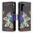 Leather Case Stands Fashionable Pattern Flip Cover Holder B04F for Samsung Galaxy S23 5G Black