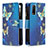 Leather Case Stands Fashionable Pattern Flip Cover Holder B04F for Vivo Y12s Blue