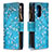 Leather Case Stands Fashionable Pattern Flip Cover Holder B04F for Xiaomi Mi 11X Pro 5G Cyan