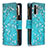 Leather Case Stands Fashionable Pattern Flip Cover Holder B04F for Xiaomi Poco M5S Cyan