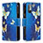 Leather Case Stands Fashionable Pattern Flip Cover Holder B04F for Xiaomi Redmi Note 11 SE 5G Blue