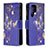 Leather Case Stands Fashionable Pattern Flip Cover Holder B05F for Samsung Galaxy S21 Ultra 5G Navy Blue