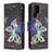 Leather Case Stands Fashionable Pattern Flip Cover Holder B05F for Samsung Galaxy S22 Ultra 5G Black