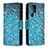 Leather Case Stands Fashionable Pattern Flip Cover Holder B05F for Samsung Galaxy S22 Ultra 5G Cyan