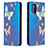 Leather Case Stands Fashionable Pattern Flip Cover Holder B05F for Xiaomi Poco M5S Blue