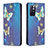 Leather Case Stands Fashionable Pattern Flip Cover Holder B05F for Xiaomi Redmi Note 11S 5G Blue