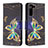 Leather Case Stands Fashionable Pattern Flip Cover Holder B09F for Samsung Galaxy S21 5G