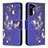 Leather Case Stands Fashionable Pattern Flip Cover Holder B09F for Samsung Galaxy S21 Plus 5G Navy Blue