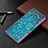 Leather Case Stands Fashionable Pattern Flip Cover Holder B09F for Samsung Galaxy S21 Ultra 5G Blue