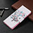 Leather Case Stands Fashionable Pattern Flip Cover Holder B09F for Samsung Galaxy S21 Ultra 5G White