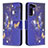 Leather Case Stands Fashionable Pattern Flip Cover Holder B09F for Samsung Galaxy S23 Plus 5G Navy Blue