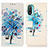 Leather Case Stands Fashionable Pattern Flip Cover Holder D02Y for Motorola Moto E20 Blue