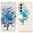 Leather Case Stands Fashionable Pattern Flip Cover Holder D02Y for Motorola Moto Edge Plus (2022) 5G Blue