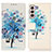 Leather Case Stands Fashionable Pattern Flip Cover Holder D02Y for Samsung Galaxy S22 5G Blue