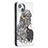 Leather Case Stands Fashionable Pattern Flip Cover Holder for Apple iPhone 13 Mini Gray