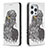 Leather Case Stands Fashionable Pattern Flip Cover Holder for Apple iPhone 13 Pro Gray
