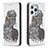 Leather Case Stands Fashionable Pattern Flip Cover Holder for Apple iPhone 14 Pro Gray