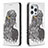Leather Case Stands Fashionable Pattern Flip Cover Holder for Apple iPhone 14 Pro Max Gray