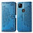 Leather Case Stands Fashionable Pattern Flip Cover Holder for Google Pixel 4a Blue