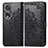 Leather Case Stands Fashionable Pattern Flip Cover Holder for Huawei Honor 80 Pro 5G Black