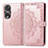 Leather Case Stands Fashionable Pattern Flip Cover Holder for Huawei Honor 80 Pro 5G Rose Gold