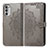 Leather Case Stands Fashionable Pattern Flip Cover Holder for Motorola Moto Edge (2022) 5G Gray