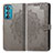 Leather Case Stands Fashionable Pattern Flip Cover Holder for Motorola Moto Edge 30 5G Gray