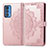 Leather Case Stands Fashionable Pattern Flip Cover Holder for Motorola Moto Edge S Pro 5G Rose Gold
