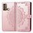 Leather Case Stands Fashionable Pattern Flip Cover Holder for Motorola Moto G40 Fusion Rose Gold