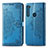 Leather Case Stands Fashionable Pattern Flip Cover Holder for Motorola Moto One Fusion Plus Blue